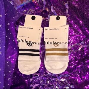 LULULEMON *2 Pair* Daily Essential Socks - Medium- Crew Length - Black and Brown